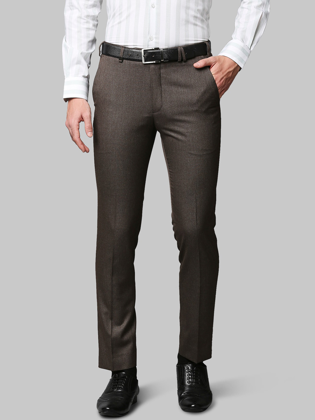 

Park Avenue Men Brown Slim Fit Solid Trousers