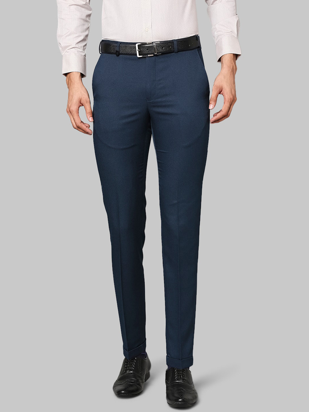

Park Avenue Men Blue Solid Formal Trousers