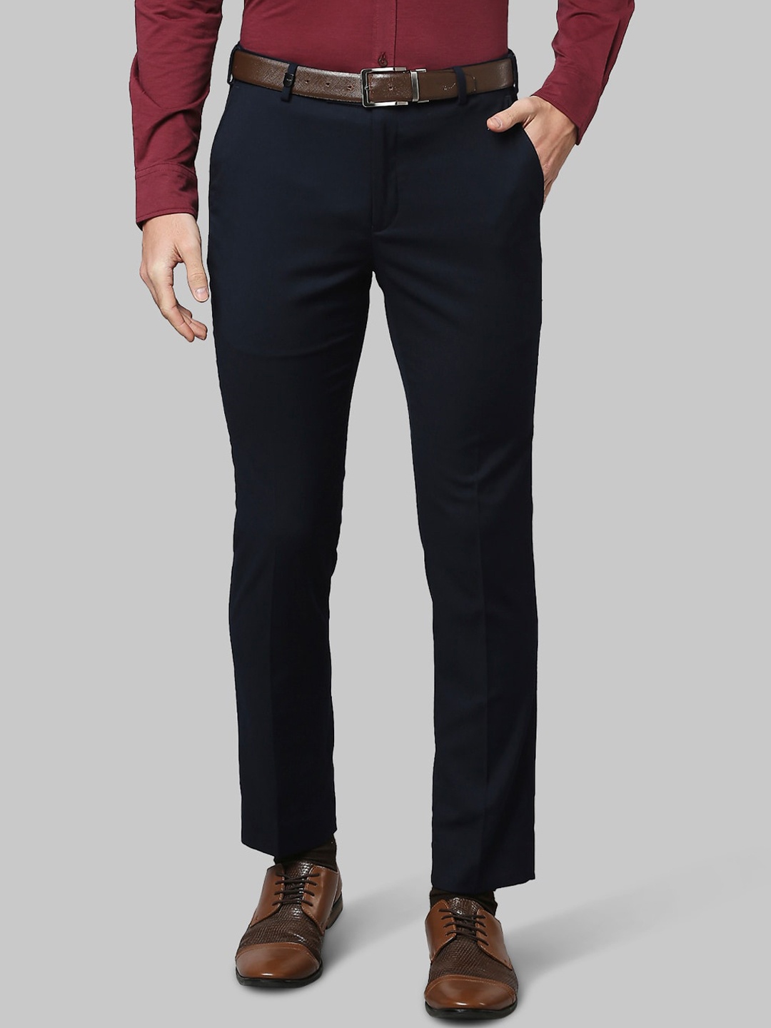 

Park Avenue Men Navy Blue Slim Fit Formal Trousers