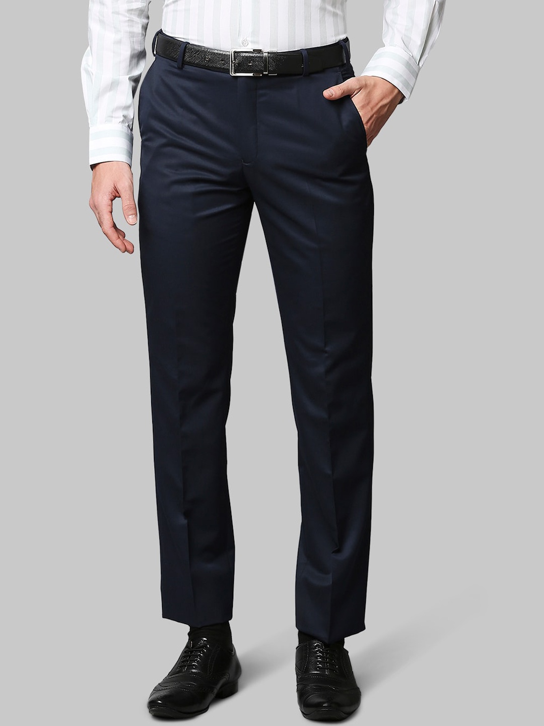 

Park Avenue Men Navy Blue Slim Fit Formal Trousers