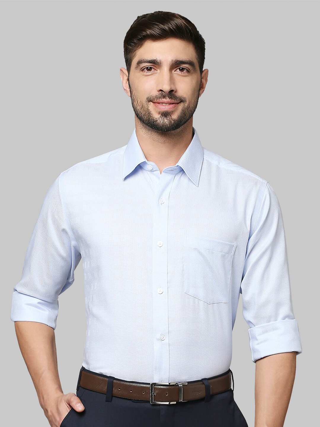 

Park Avenue Men Blue Striped Formal Shirt