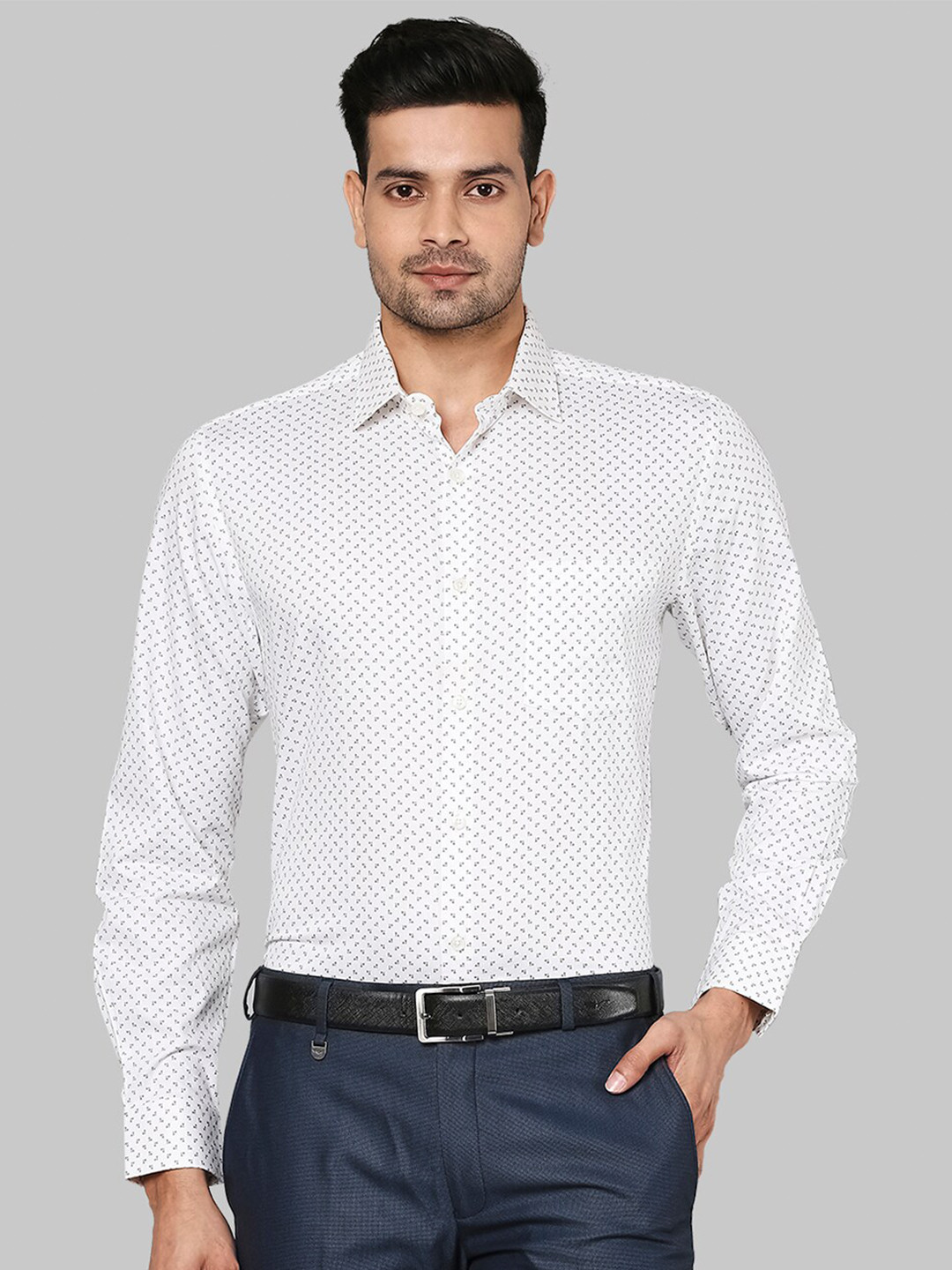 

Park Avenue Men White Printed Formal Shirt