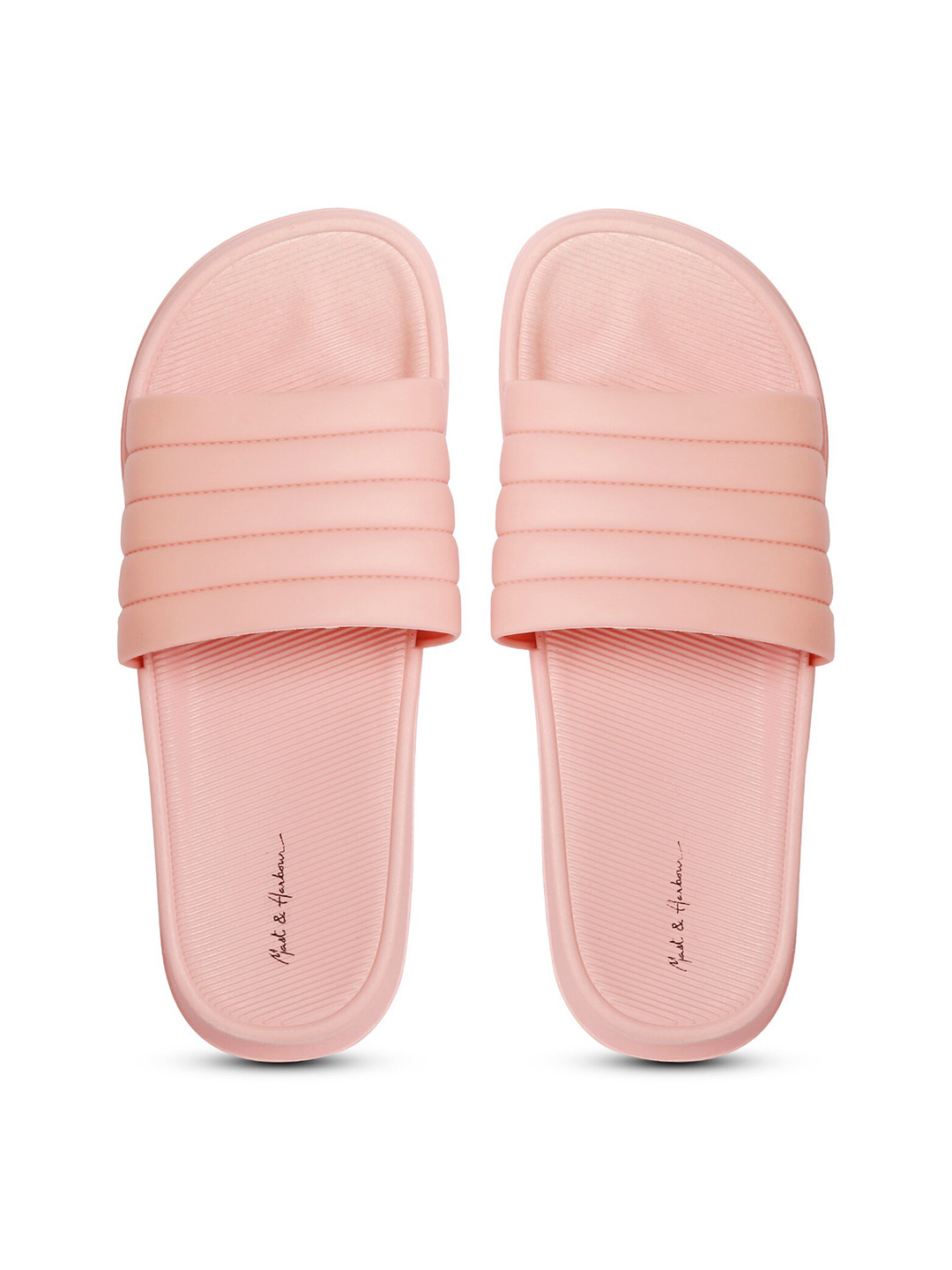 

Mast & Harbour Women Pink Striped Sliders