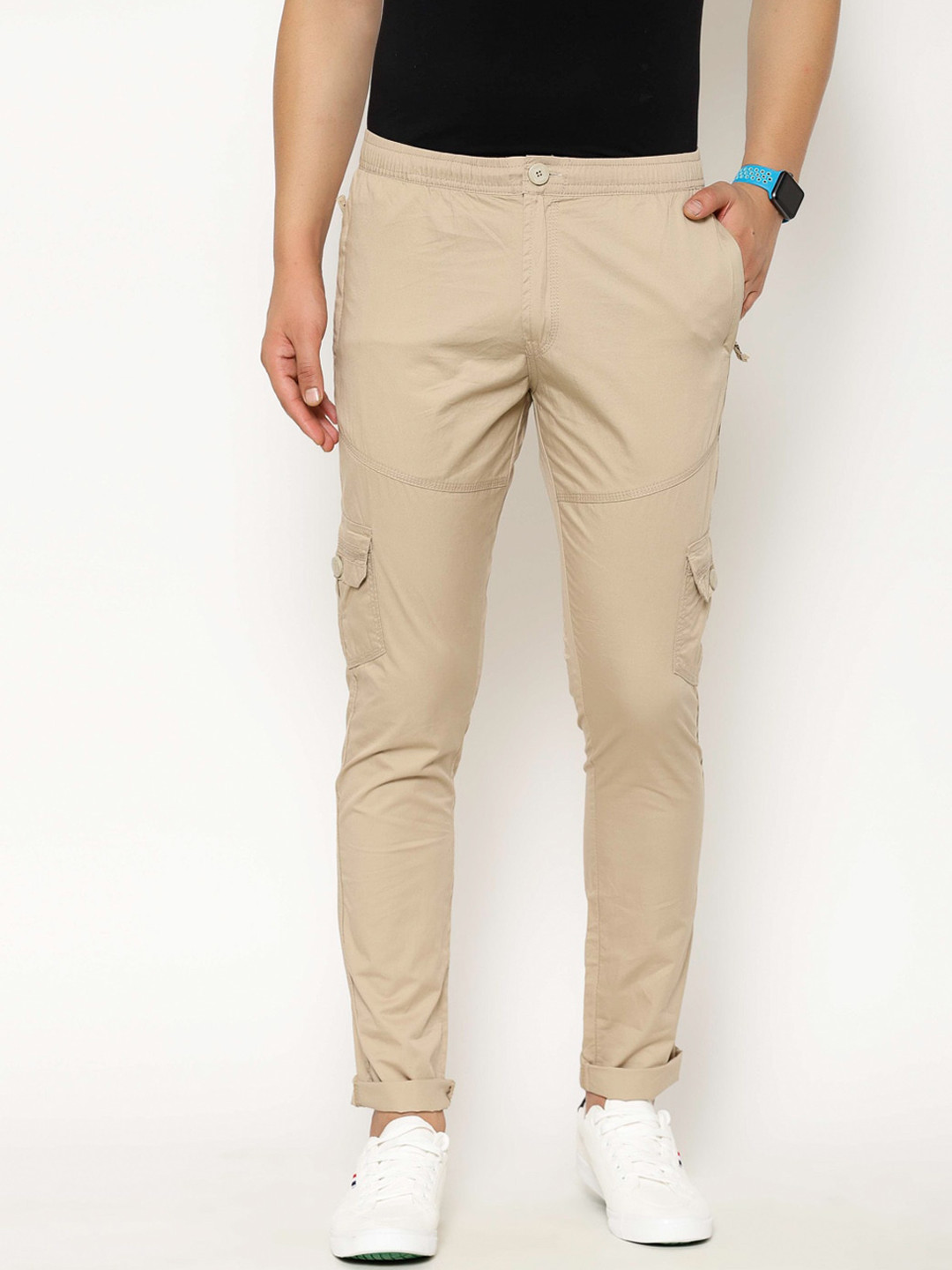 

SAPPER Men Beige Cargos Trousers