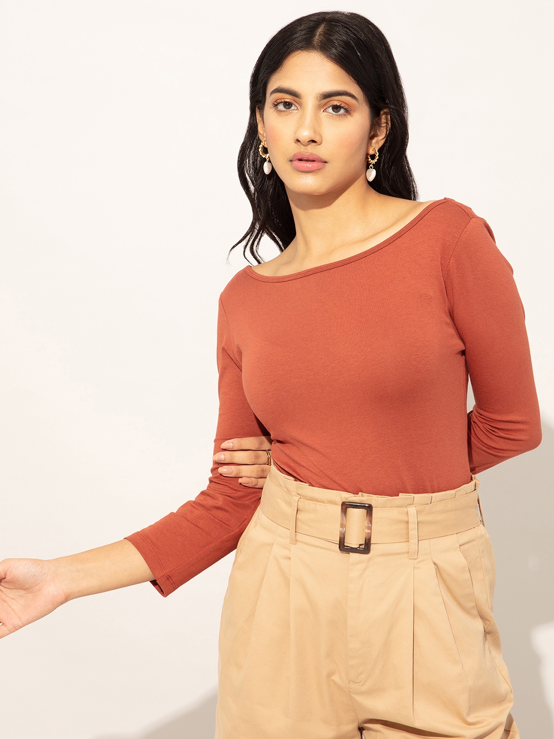 

20Dresses Women solid Brown Bodysuit