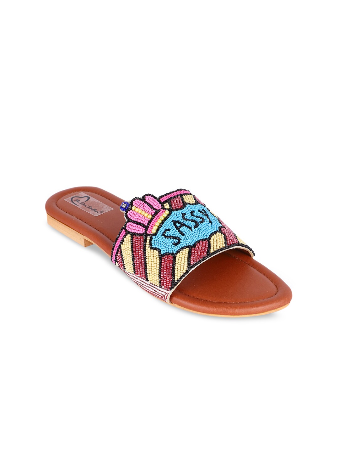 

The Desi Dulhan Women Blue Embellished Leather Ethnic Flats