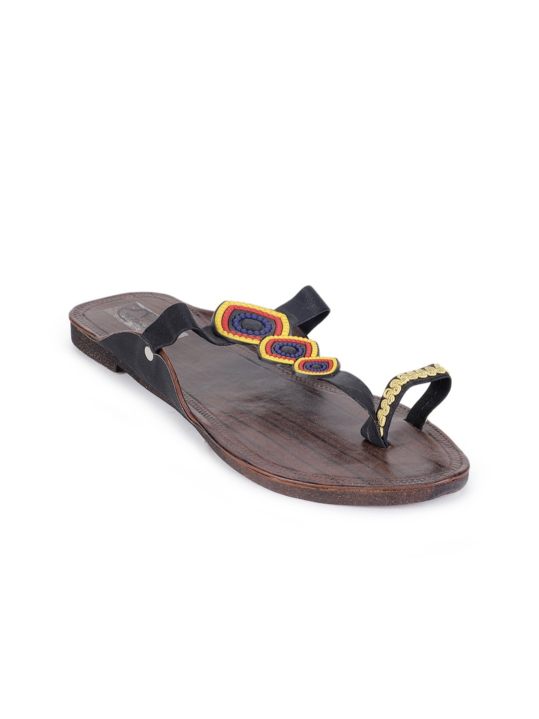 

The Desi Dulhan Women Brown Embellished Leather Ethnic Flats