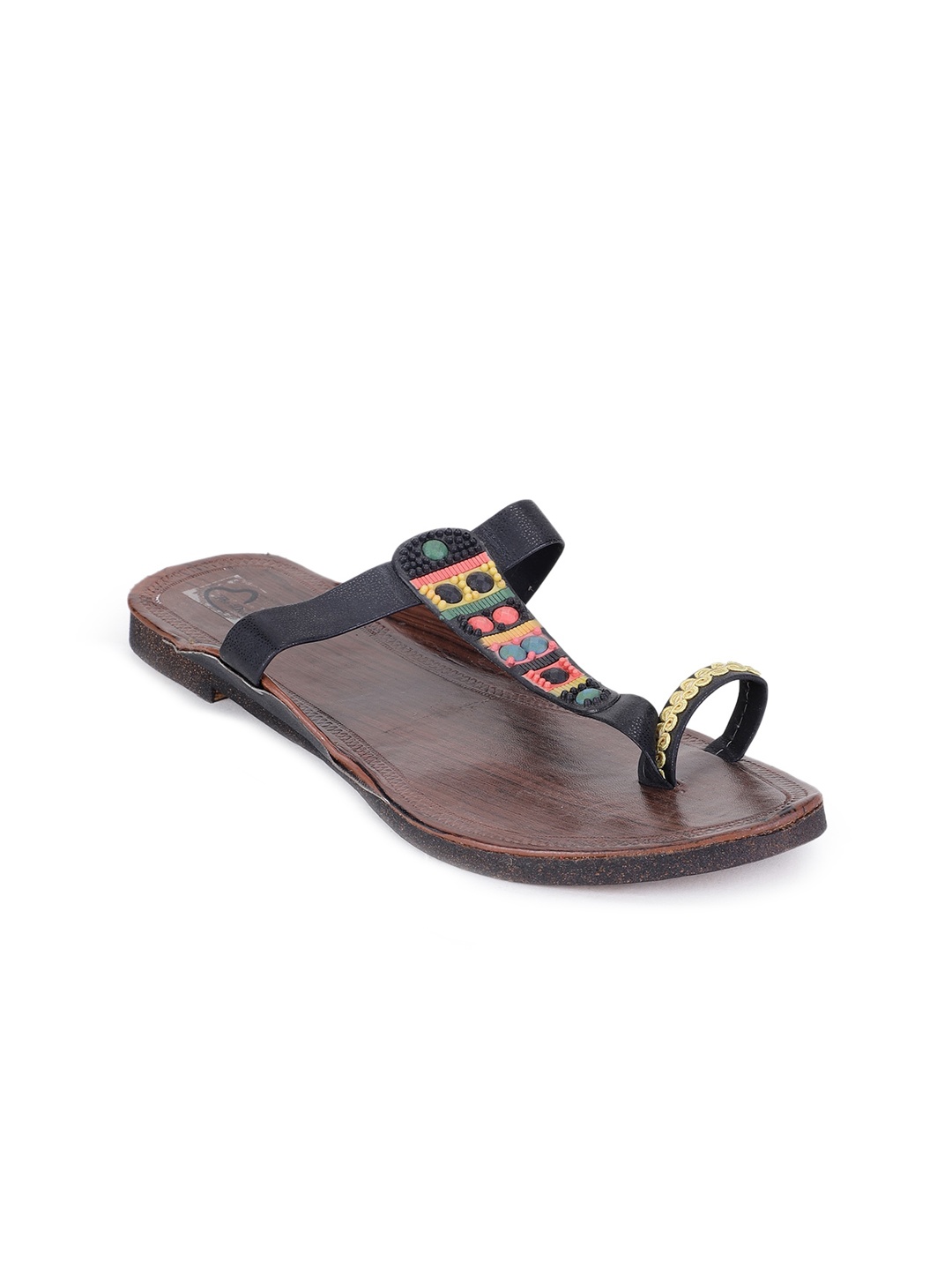 

The Desi Dulhan Women Black Ethnic Open Toe Flats