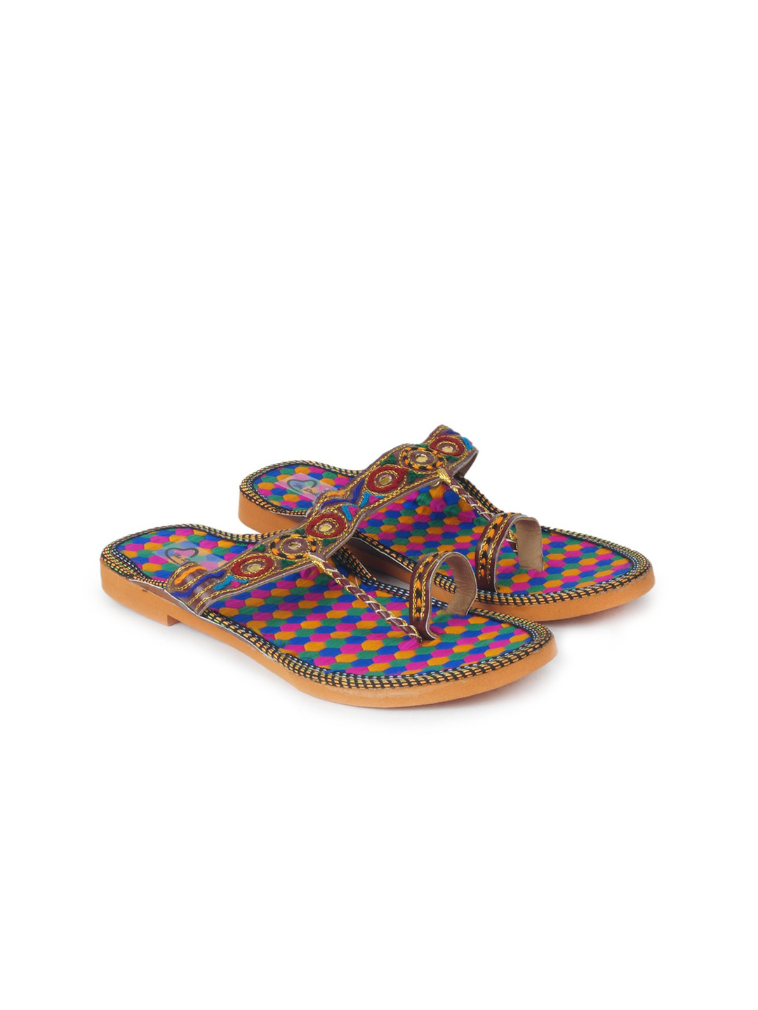 

The Desi Dulhan Women Brown Printed Leather Ethnic Flats