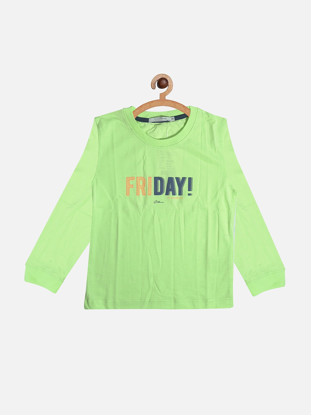 

Octave Boys Green Typography T-shirt
