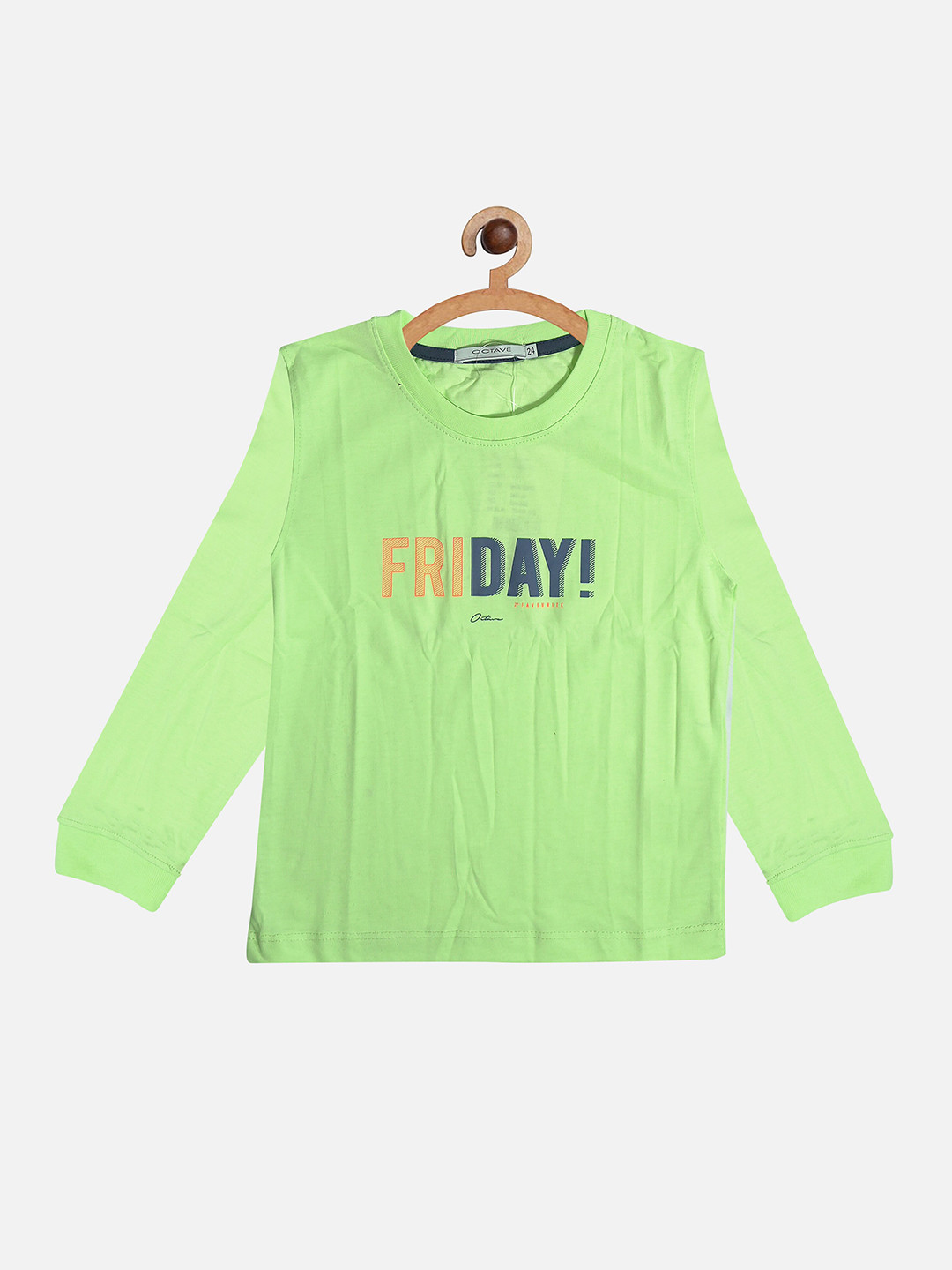

Octave Boys Green Typography T-shirt