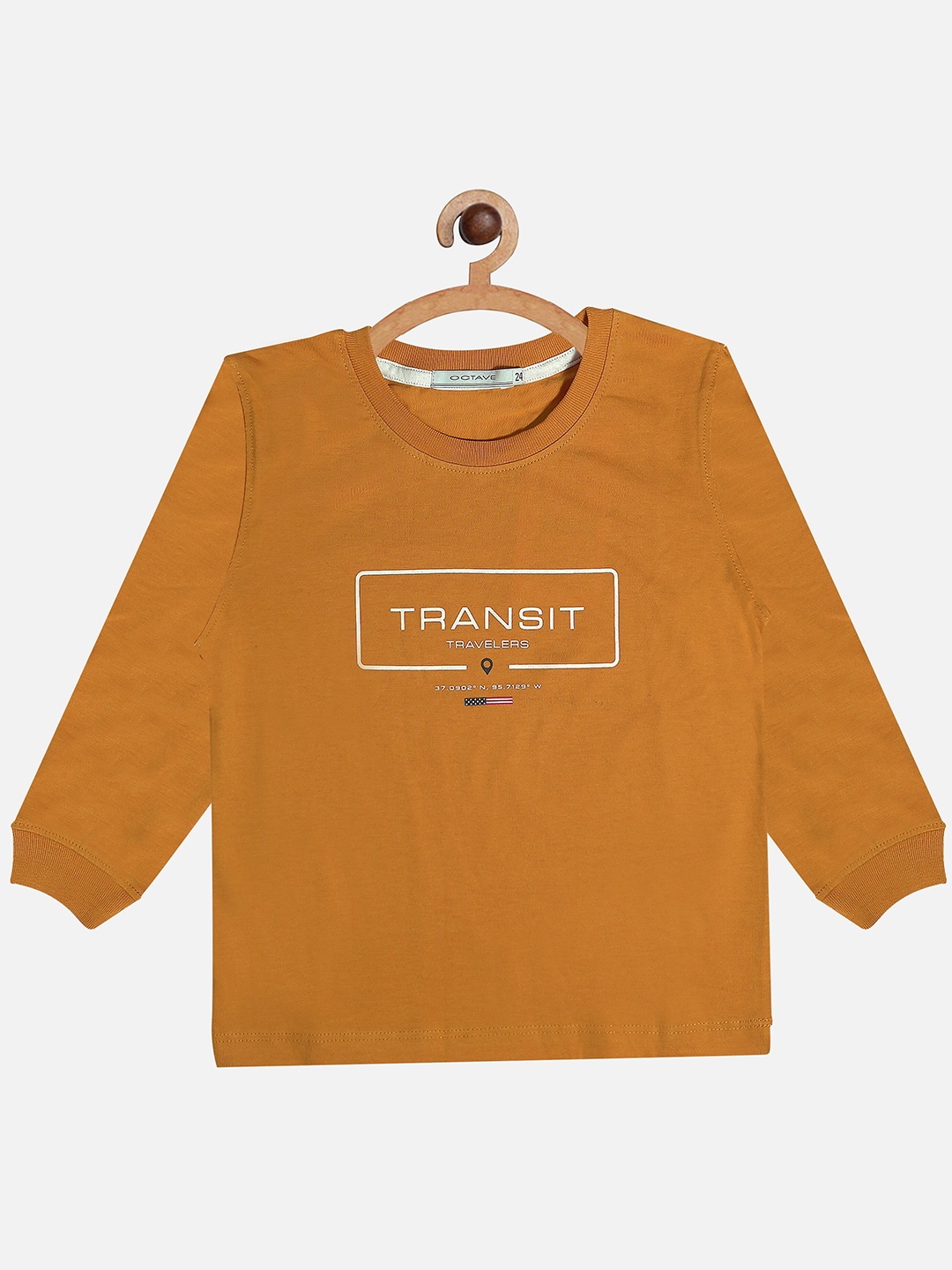 

Octave Boys Yellow Typography Printed T-shirt