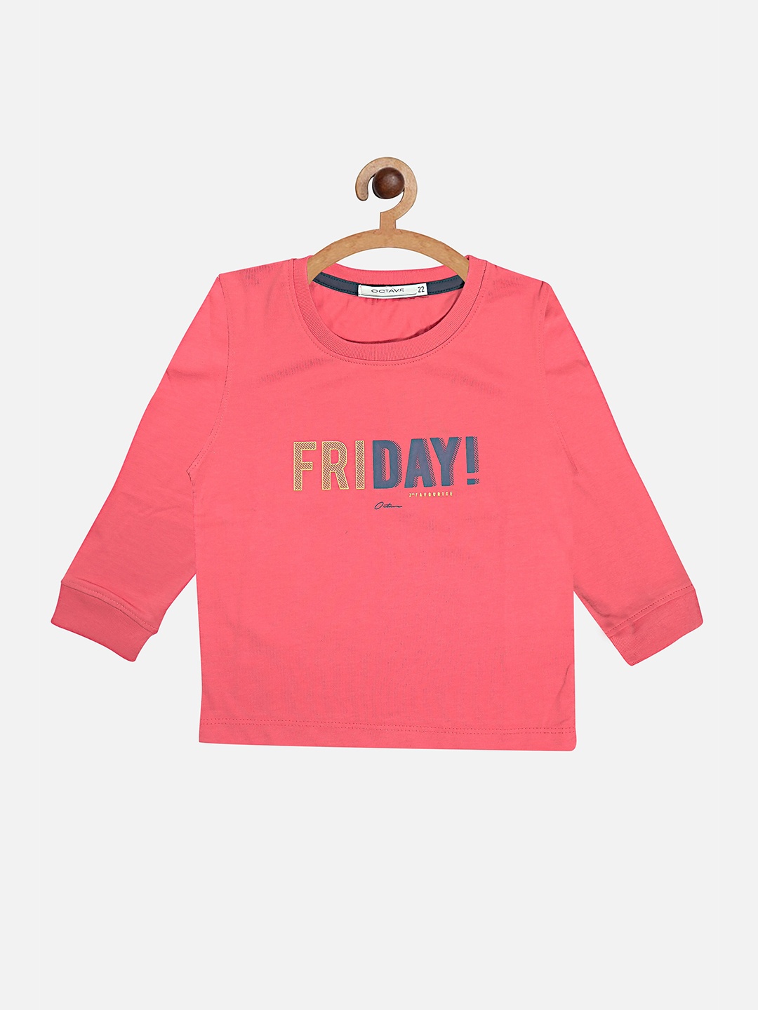 

Octave Boys Orange Typography Printed Applique T-shirt