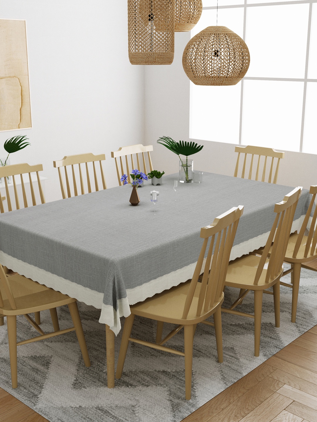 

DREAM WEAVERZ Grey Solid 8 Seater Table Covers