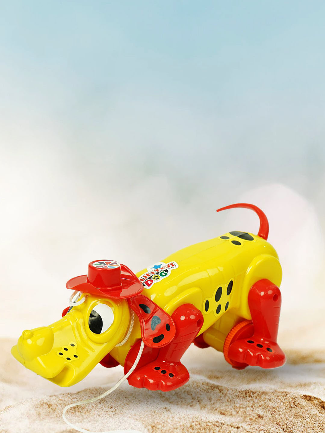 

WEMBLEY Kids Yellow & Red Hunter Dog Pull Activity Toy, Multi