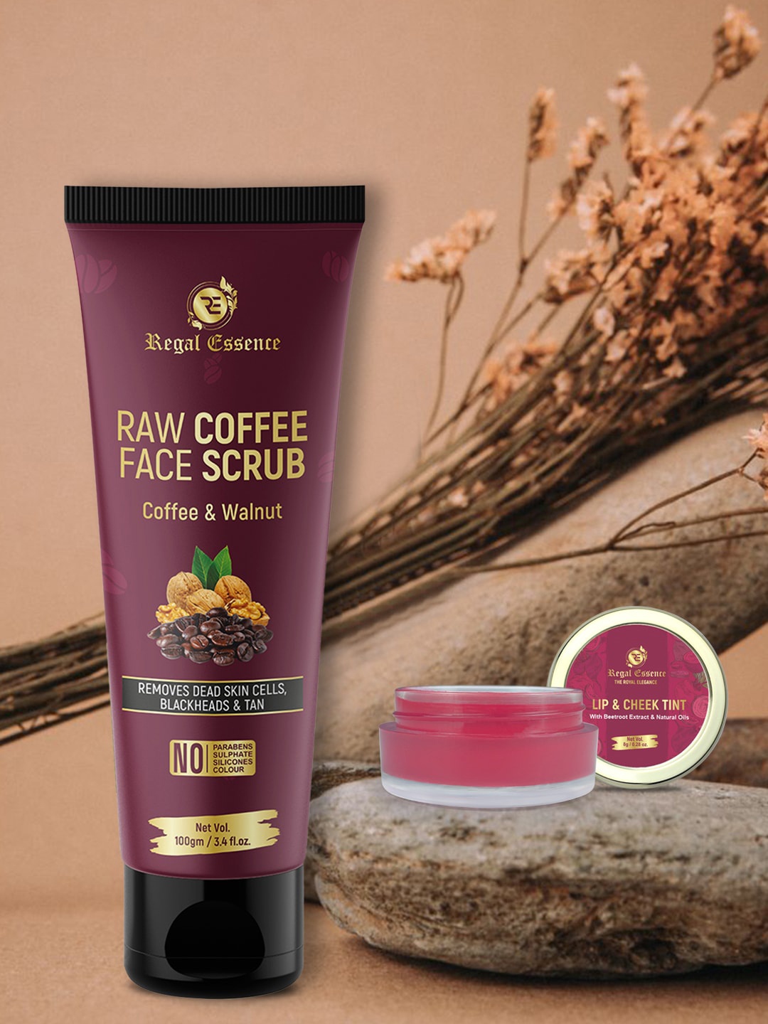 

Regal Essence Combo Of Raw Coffee Face Scrub & Lip Tint, Purple