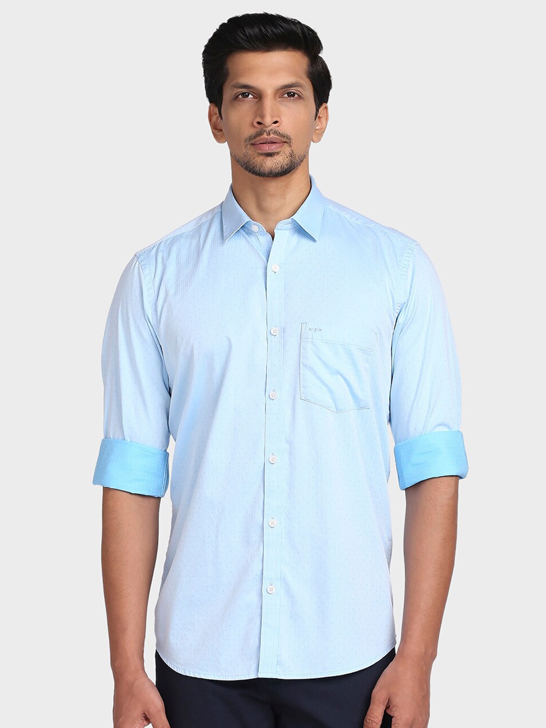 

ColorPlus Men Blue Tailored Fit 100% Cotton Casual Shirt