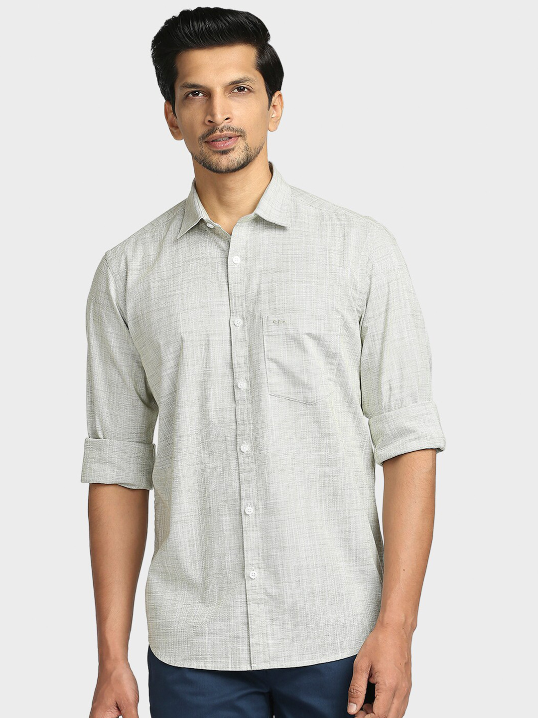 

ColorPlus Men Green Tailored Fit Casual Shirt