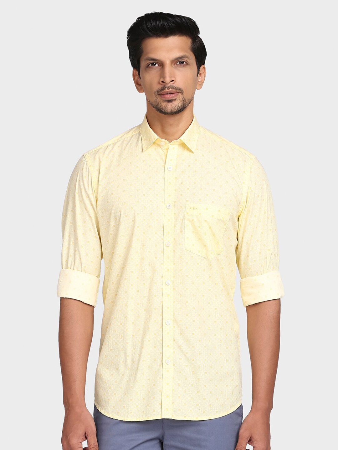 

ColorPlus Men Yellow Tailored Fit Printed Casual Shirt