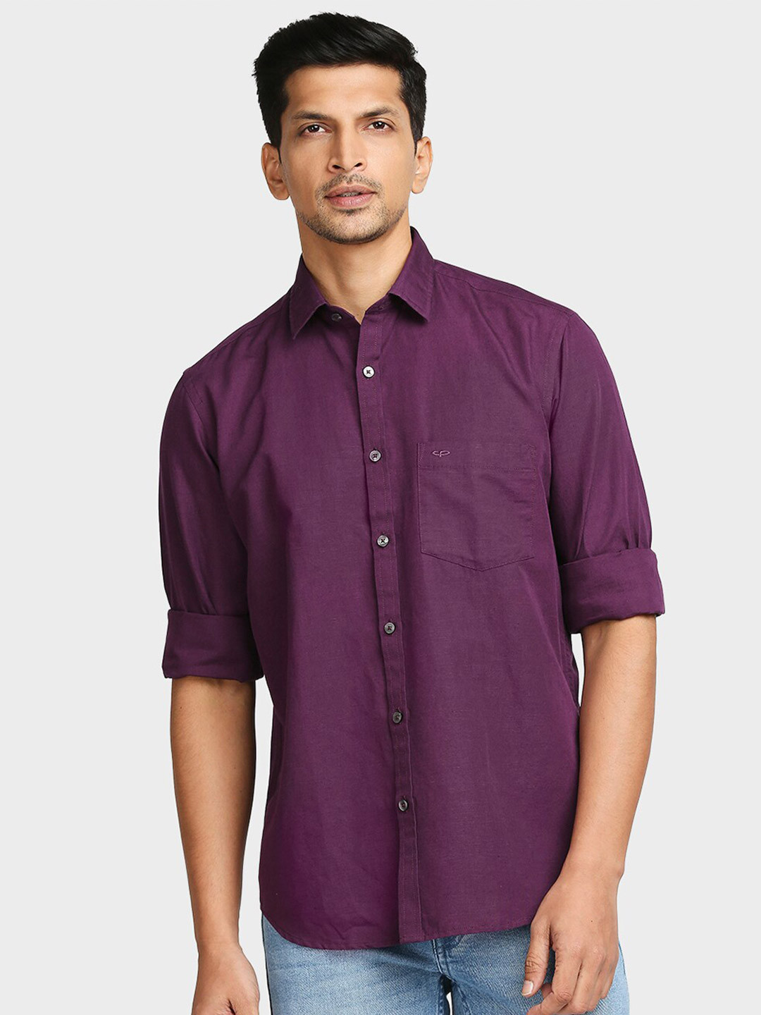 

ColorPlus Men Purple Tailored Fit Micro Checks Checked Casual Shirt