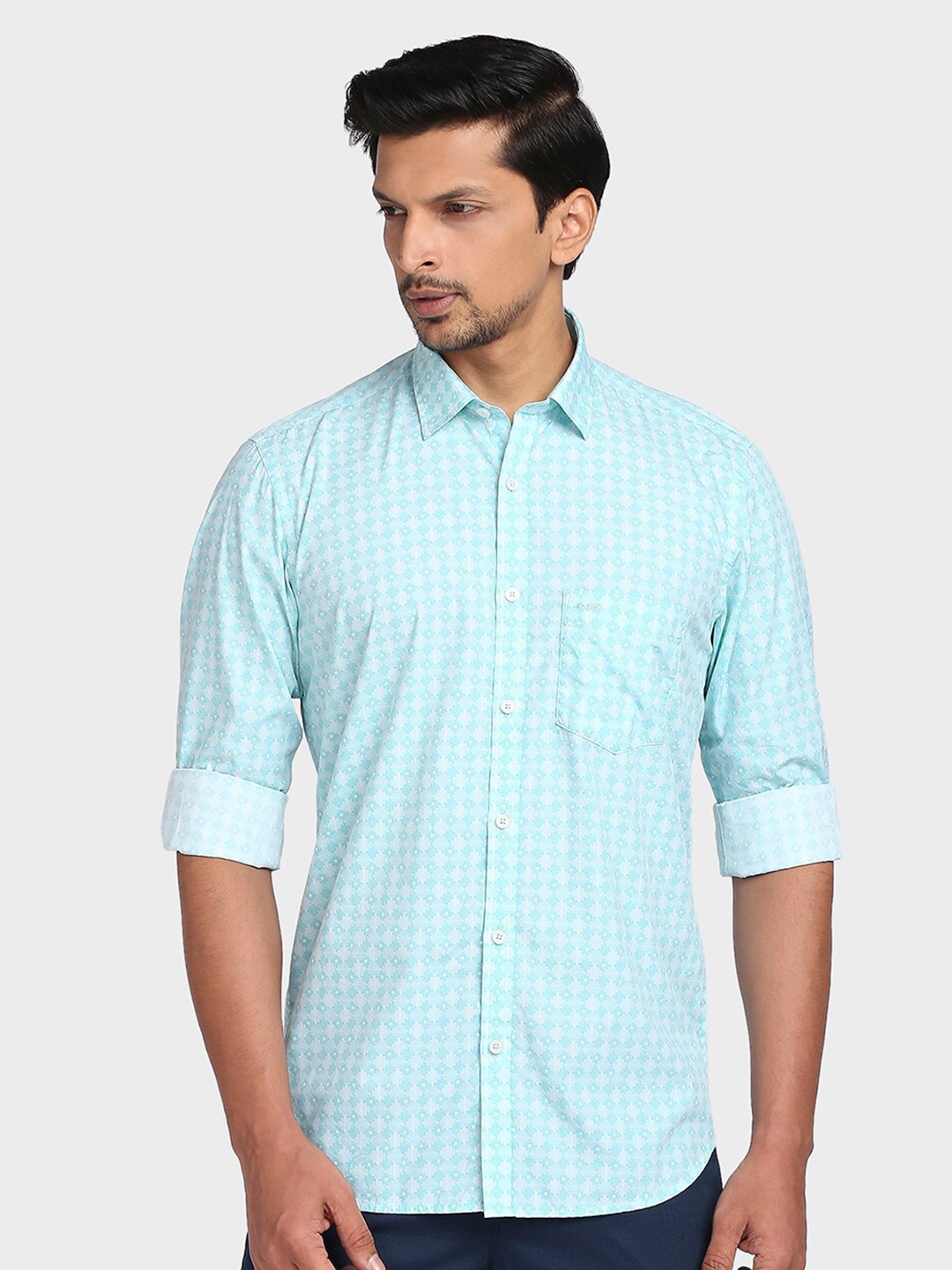 

ColorPlus Men Blue Tailored Fit Printed Casual Shirt