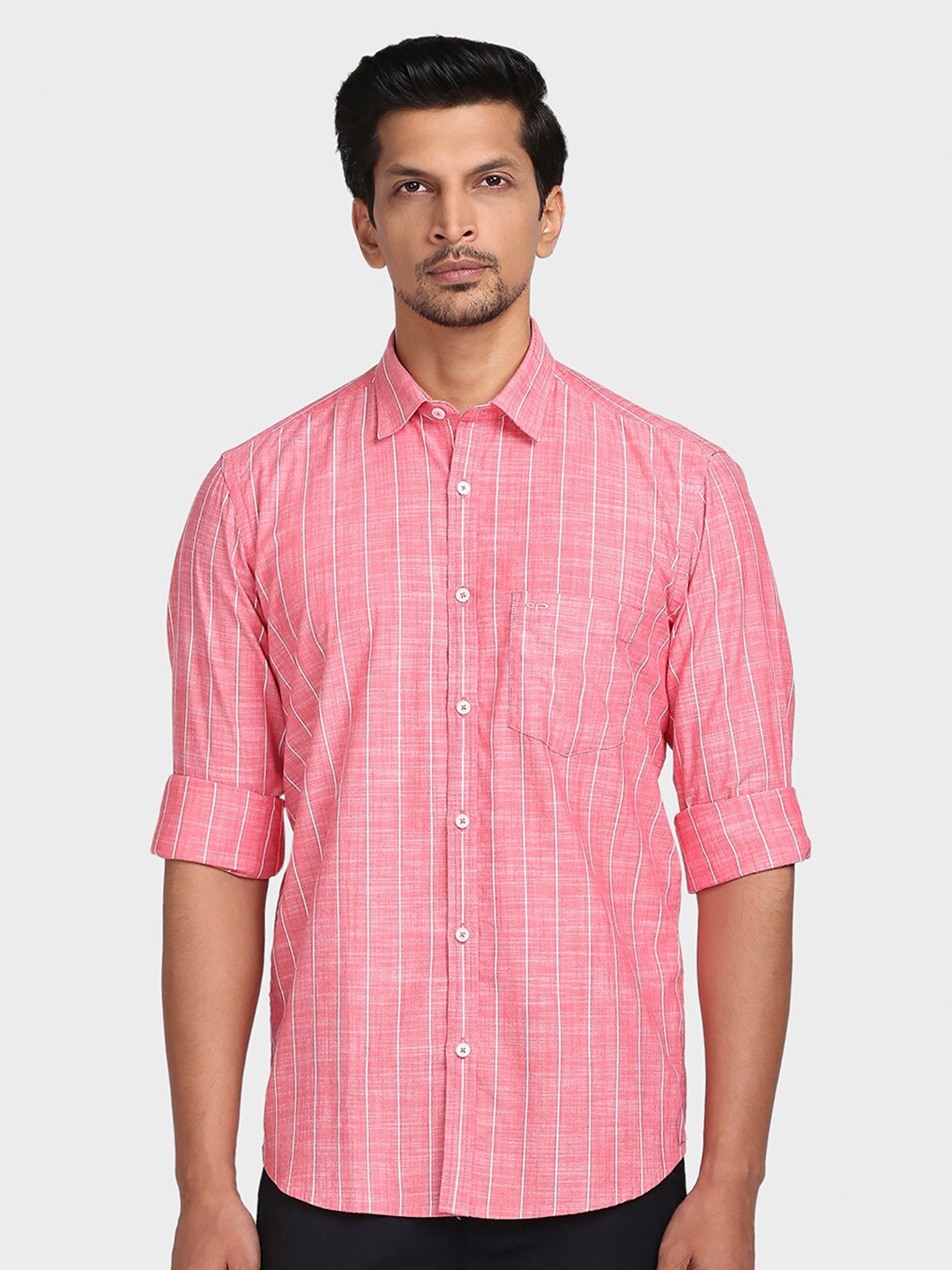 

ColorPlus Men Red Tailored Fit Checked Casual Shirt
