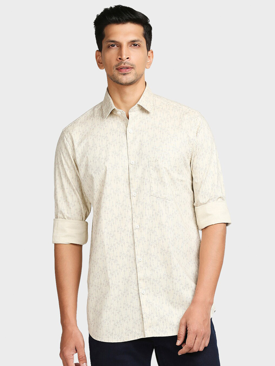 

ColorPlus Men Beige Tailored Fit Printed Casual Shirt