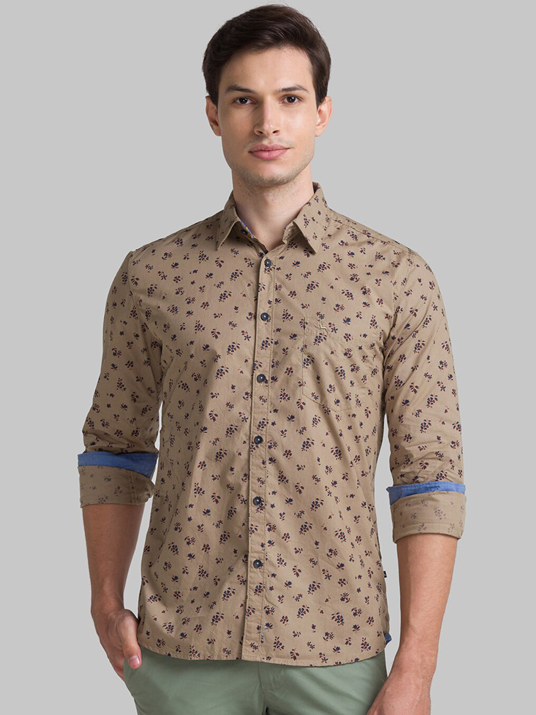 

Parx Men Beige Slim Fit Floral Printed Casual Shirt