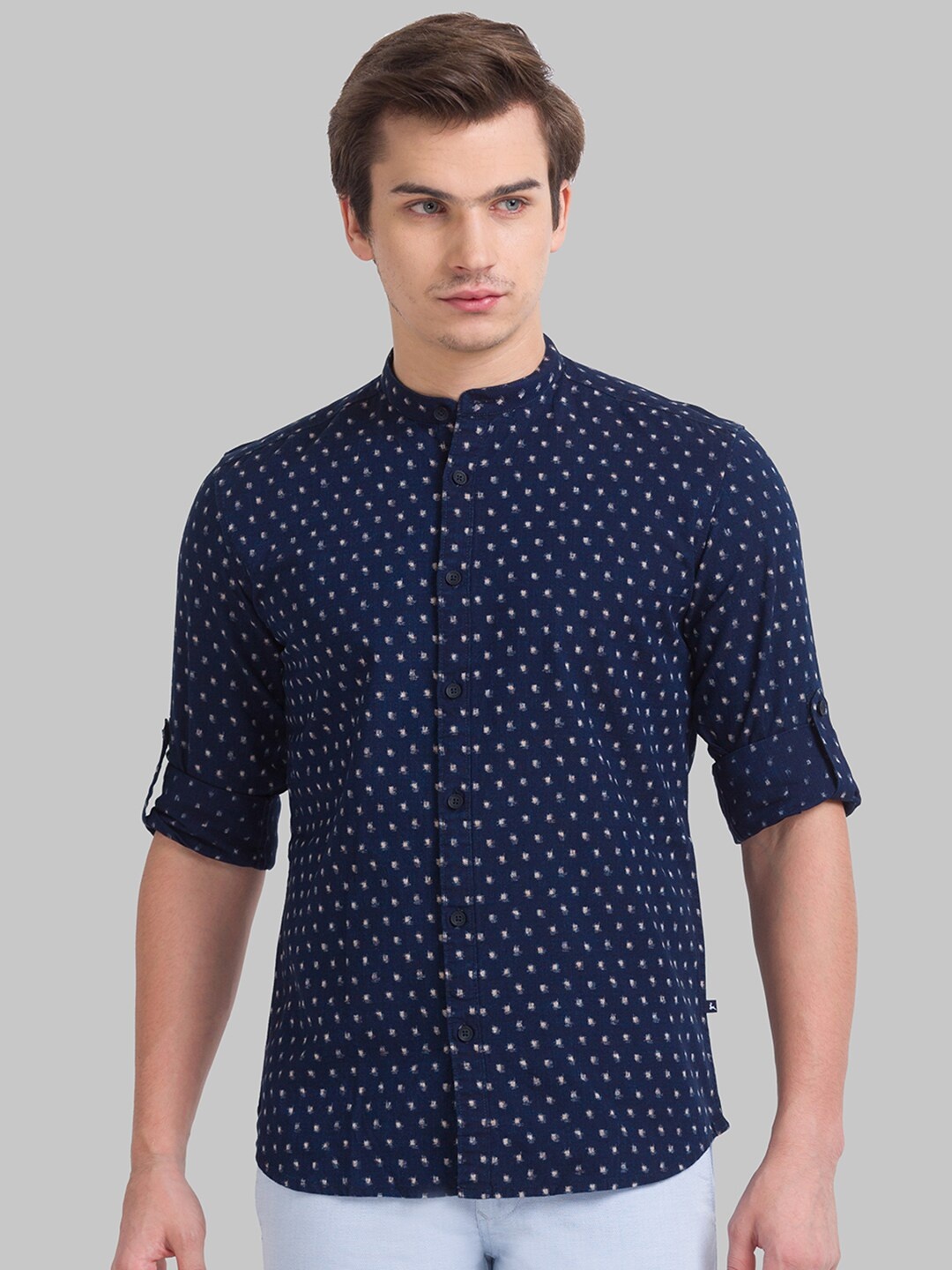 

Parx Men Blue Slim Fit Printed Casual Shirt