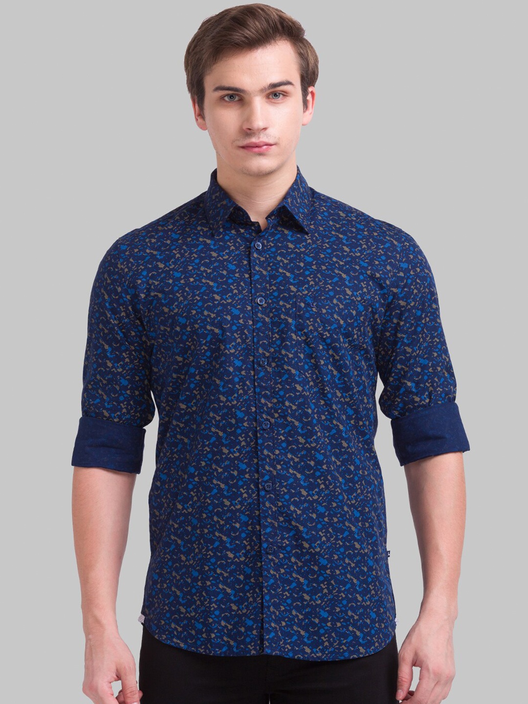 

Parx Men Blue Slim Fit Printed Casual Shirt