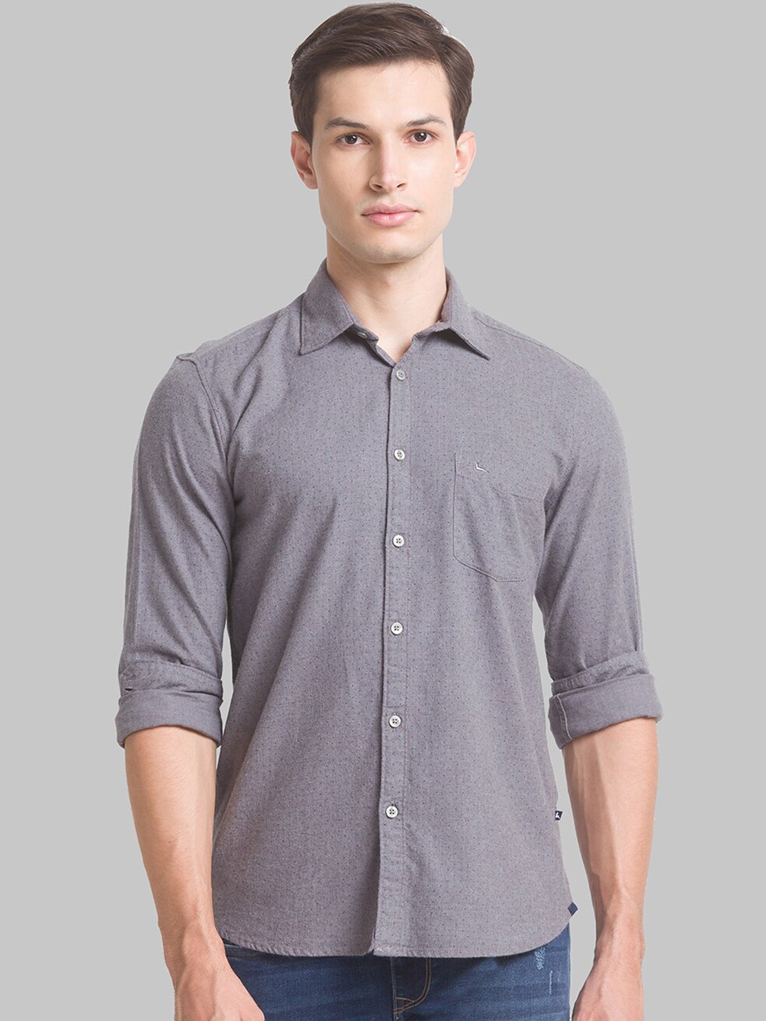 

Parx Men Grey Slim Fit Casual Shirt