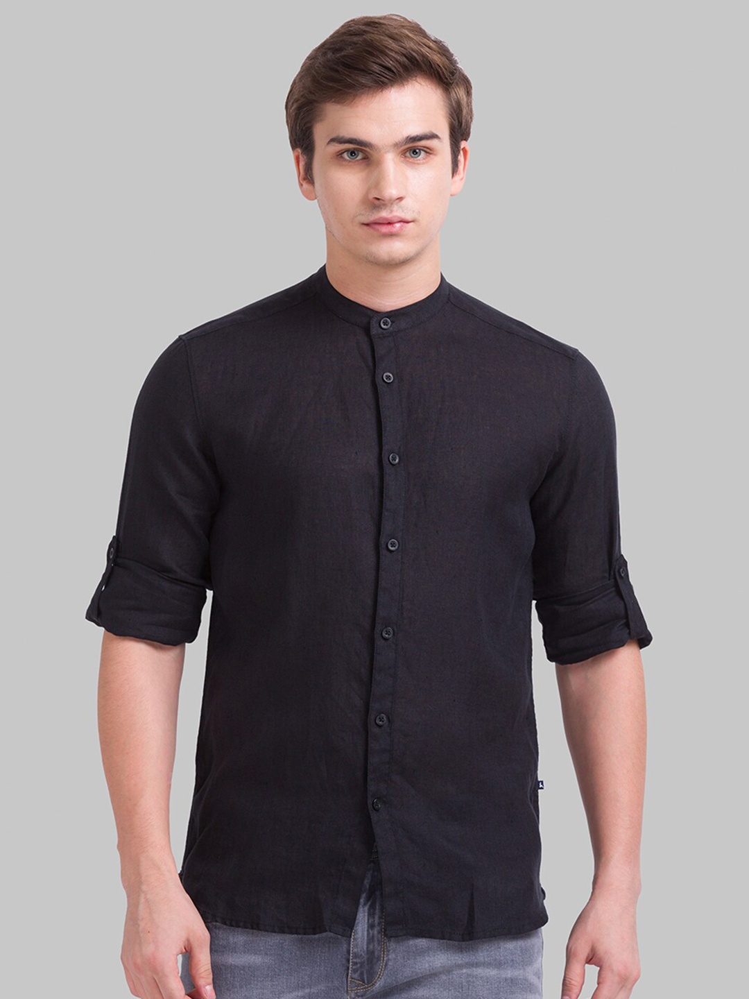 

Parx Men Black Slim Fit Printed Cotton Casual Shirt