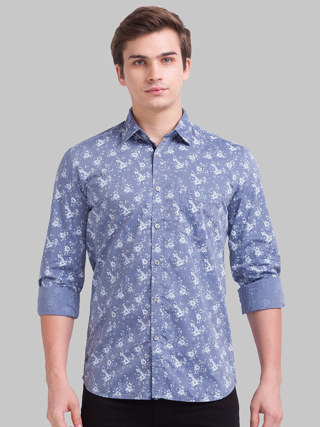 

Parx Men Blue Slim Fit Floral Printed Casual Shirt