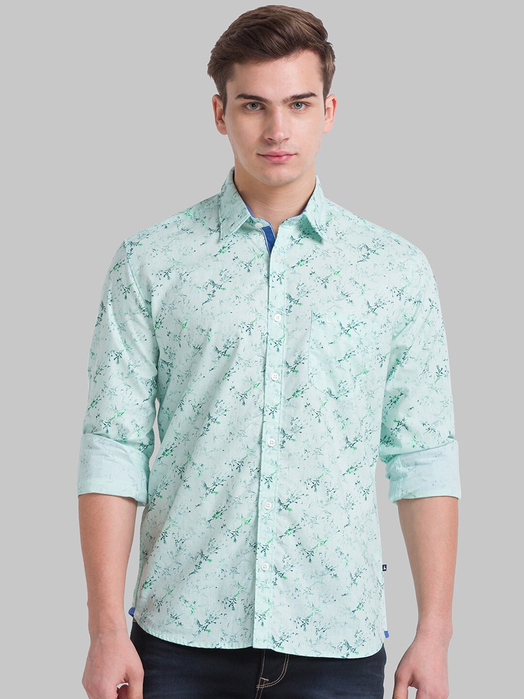 

Parx Men Green Slim Fit Floral Printed Casual Shirt