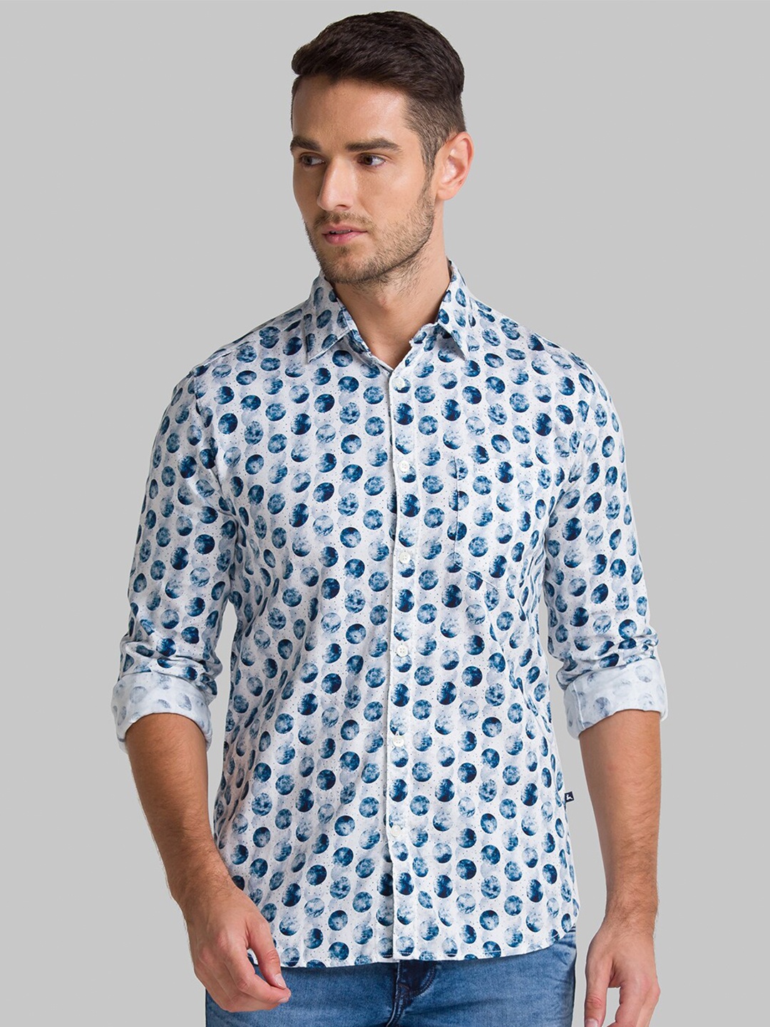 

Parx Men Blue Slim Fit Floral Printed Casual Shirt