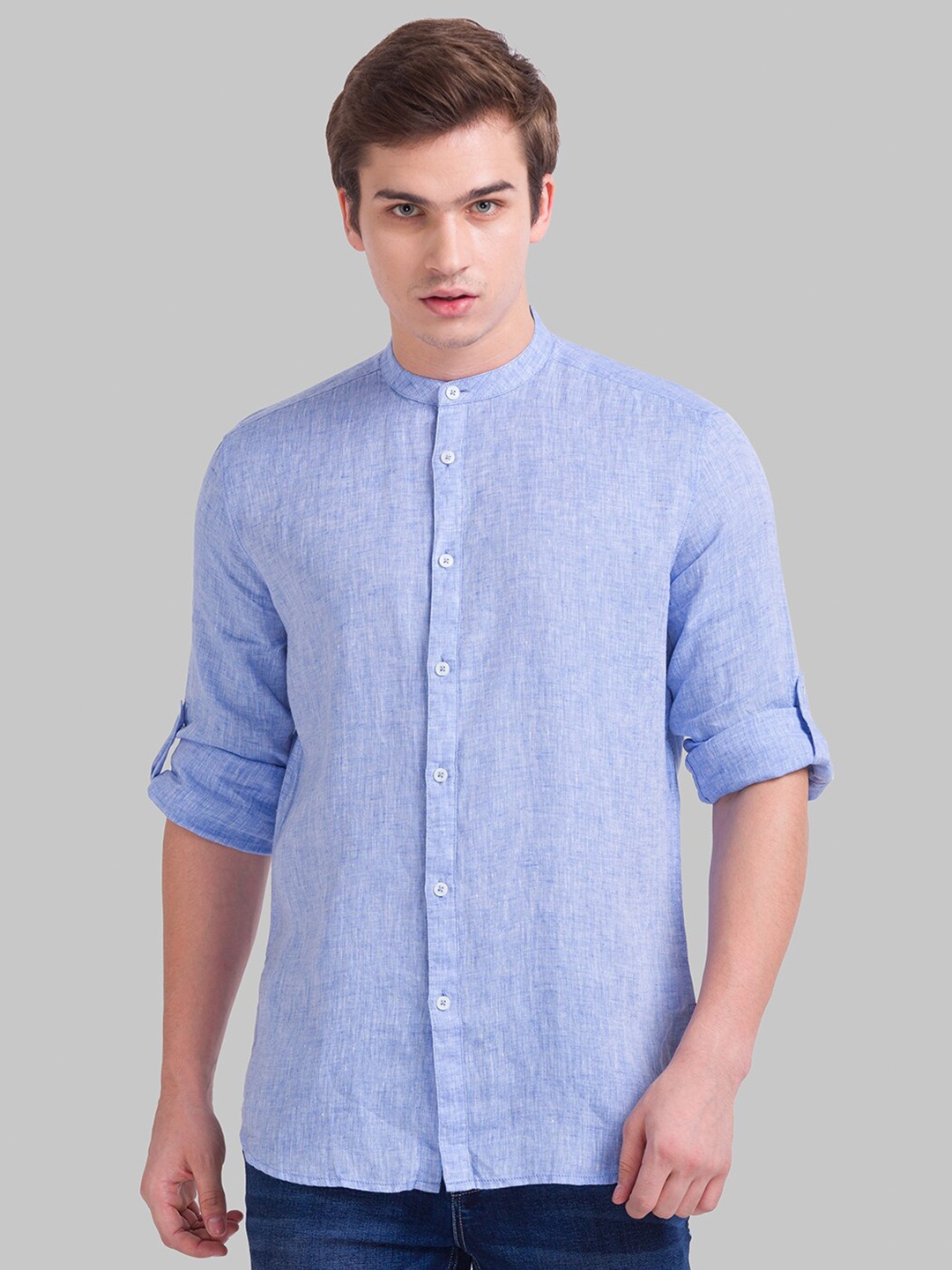 

Parx Men Blue Slim Fit Printed Casual Shirt