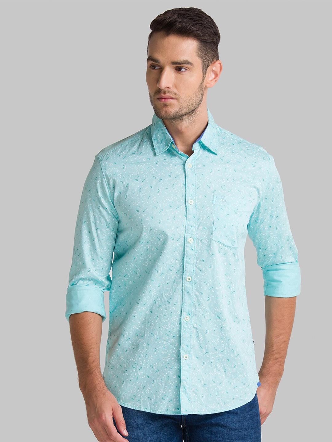 

Parx Men Green Slim Fit Floral Printed Casual Shirt