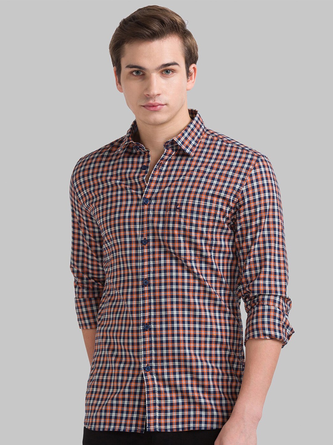 

Parx Men Blue Slim Fit Gingham Checks Checked Casual Shirt