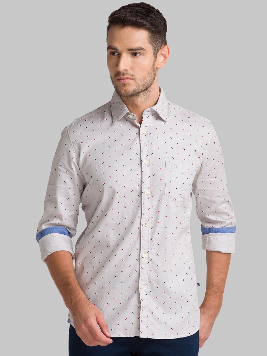 

Parx Men Grey Slim Fit Printed Casual Shirt