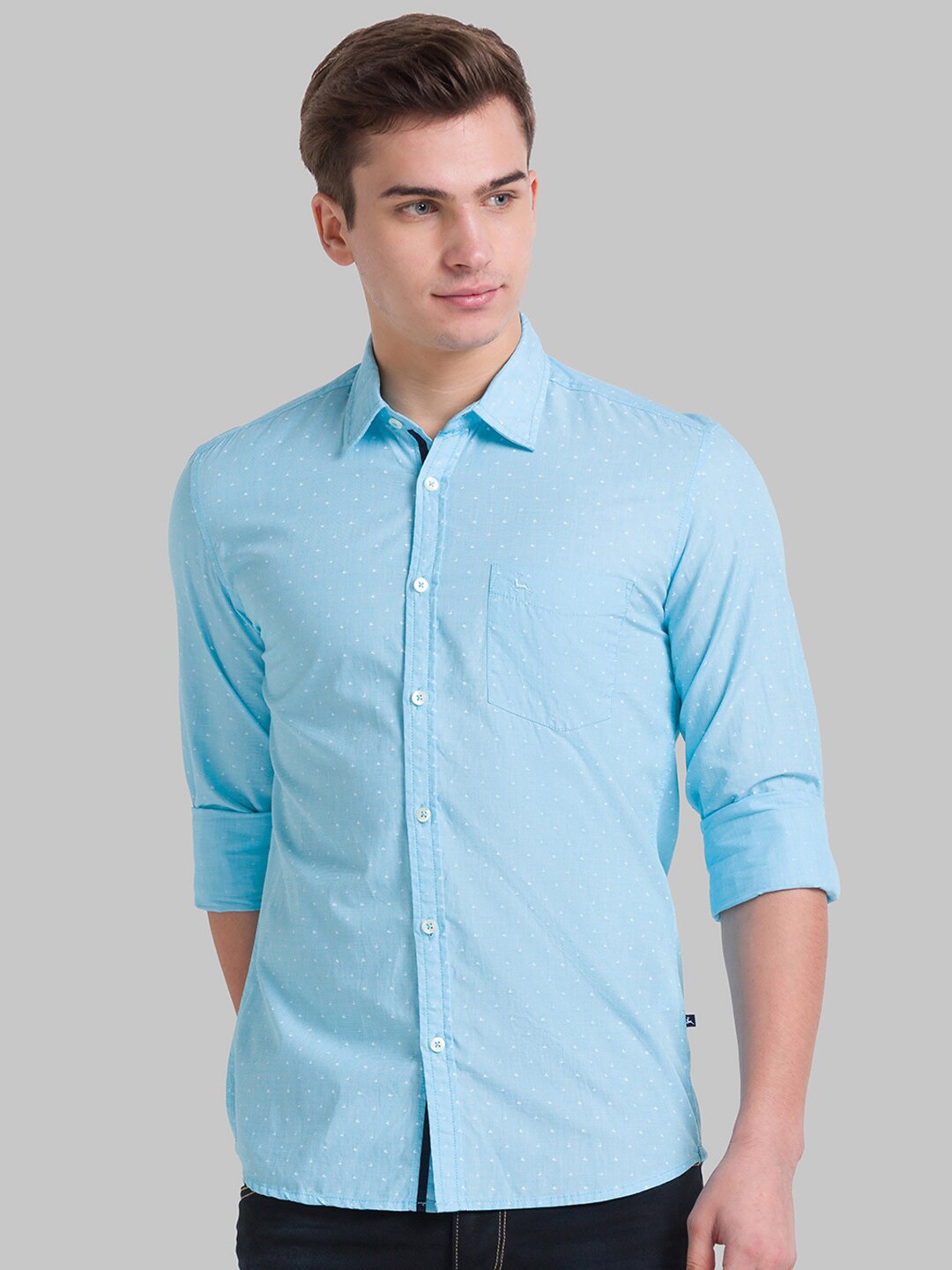 

Parx Men Blue Slim Fit Printed Casual Shirt