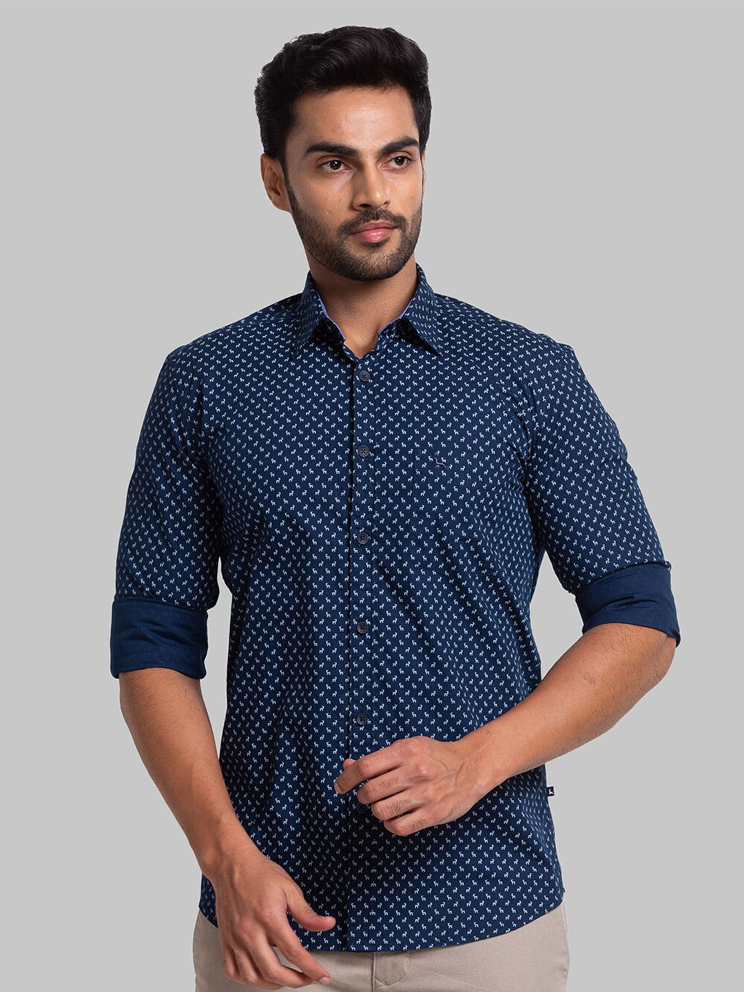 

Parx Men Blue Slim Fit Printed Casual Shirt