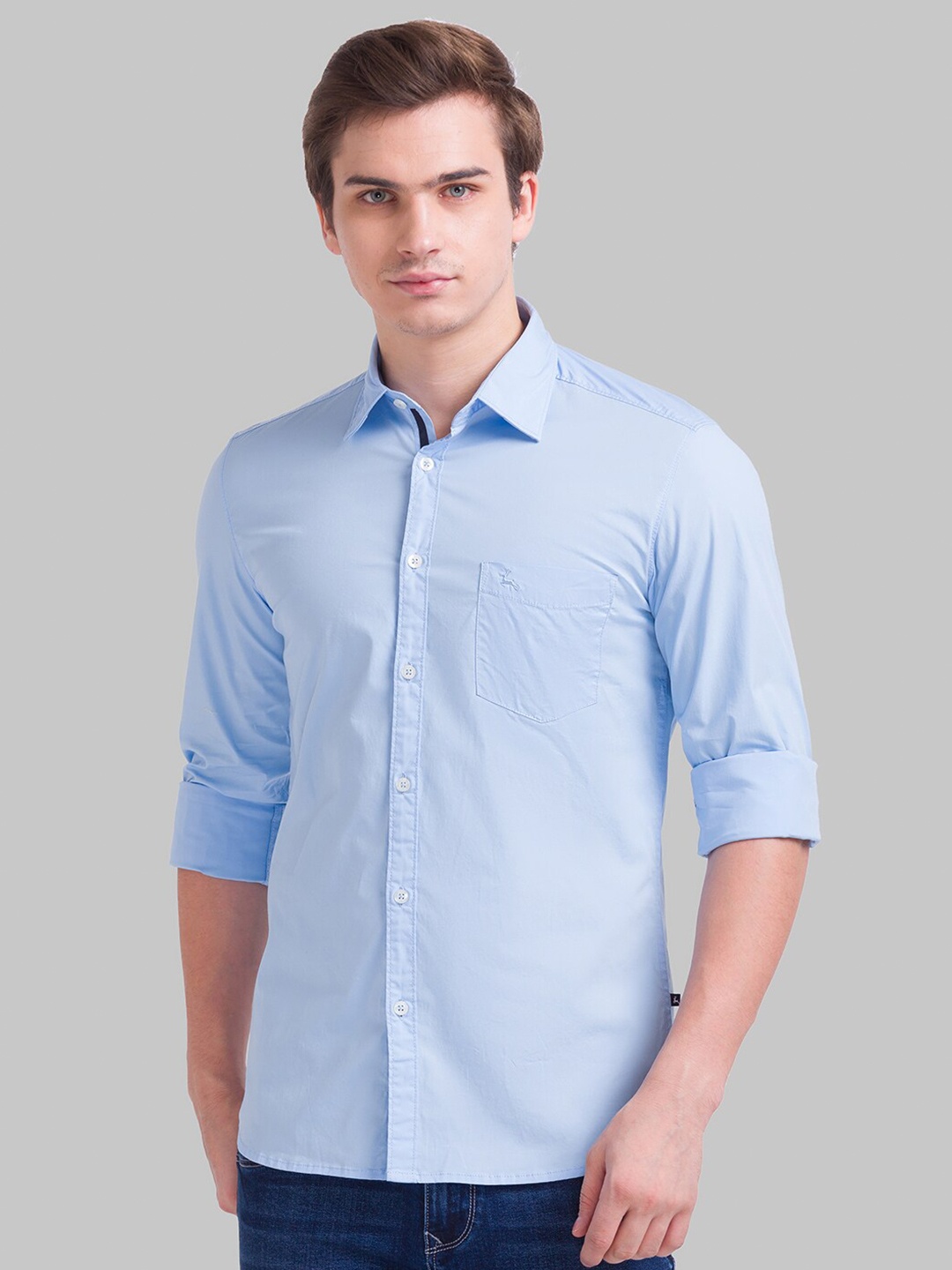 

Parx Men Blue Slim Fit Casual Shirt