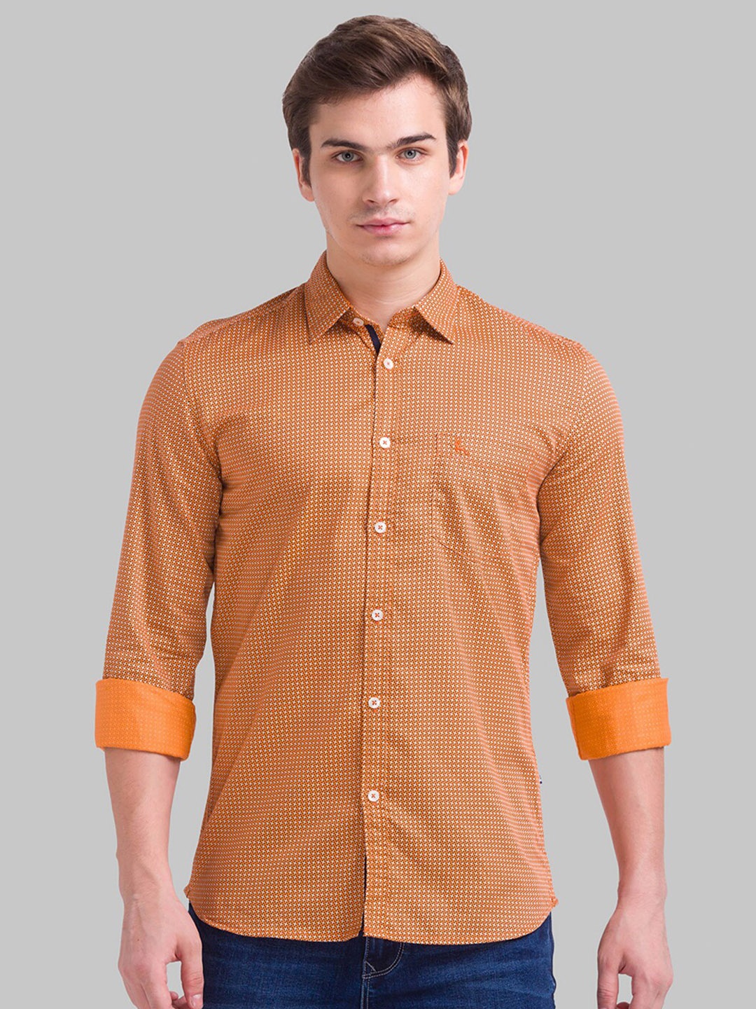

Parx Men Orange Slim Fit Casual Shirt