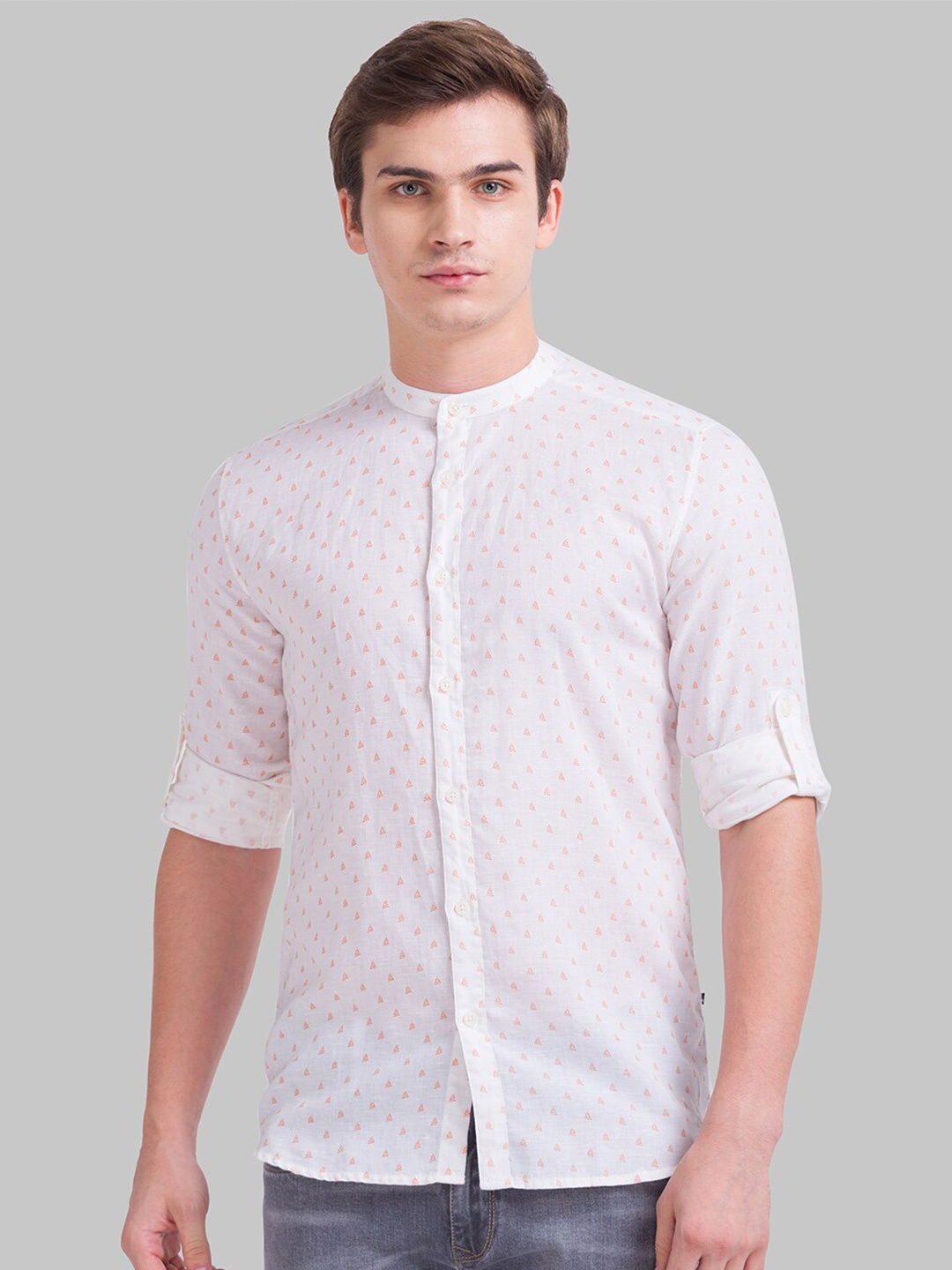 

Parx Men Orange Slim Fit Printed Casual Shirt