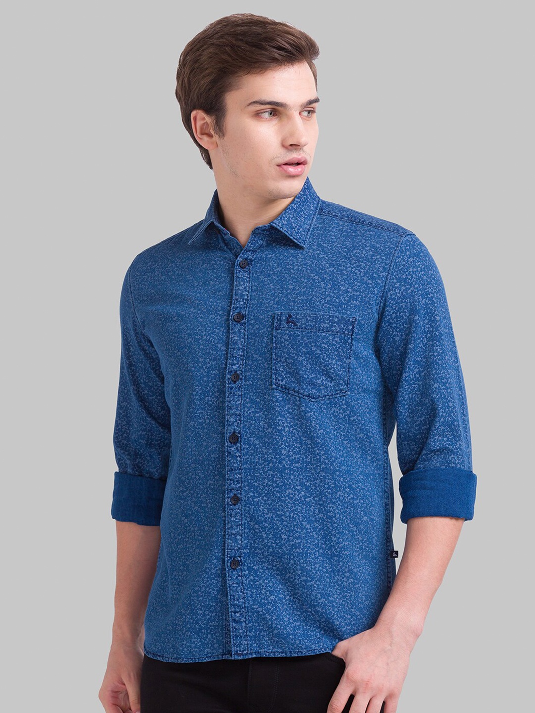 

Parx Men Blue Slim Fit Printed Casual Shirt