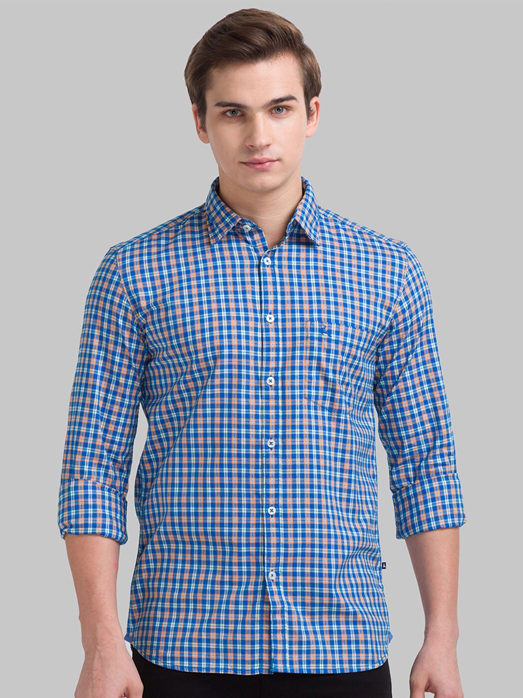 

Parx Men Blue Slim Fit Gingham Checks Checked Casual Shirt