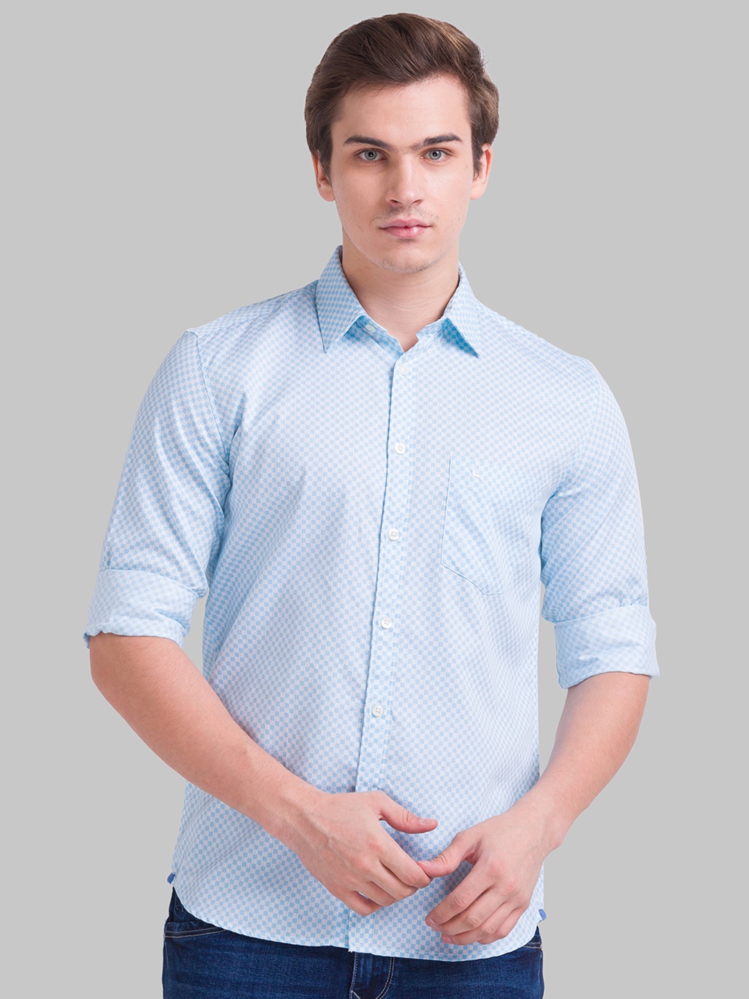 

Parx Men Blue Slim Fit Printed Casual Shirt