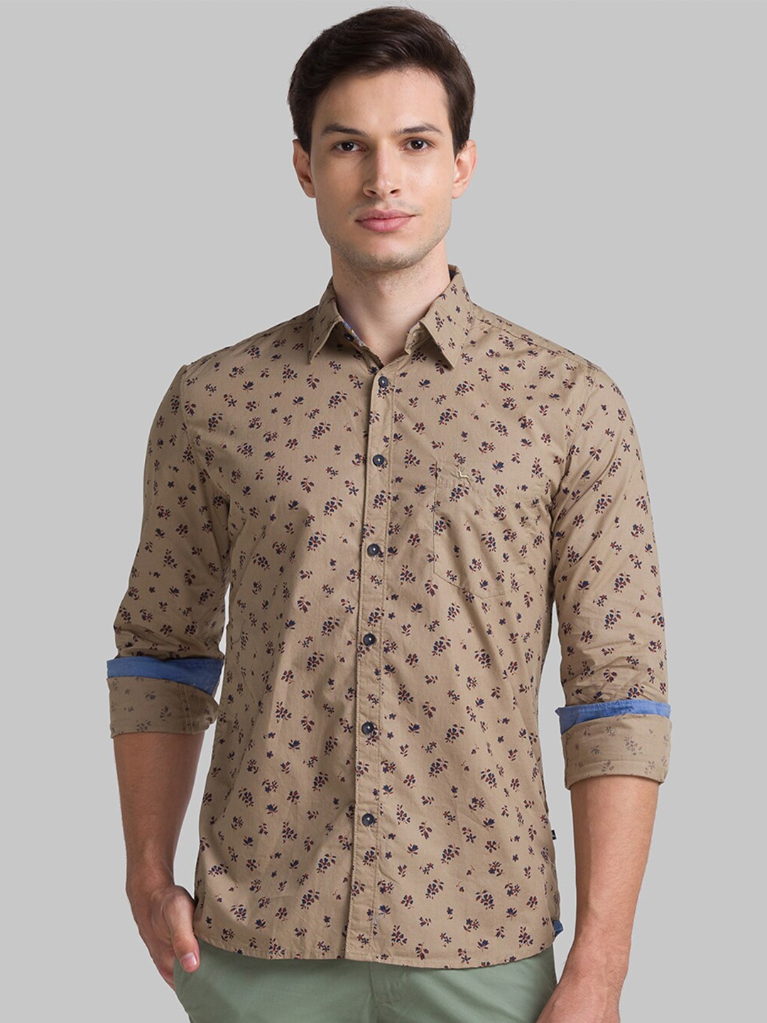 

Parx Men Beige Slim Fit Floral Printed Casual Shirt