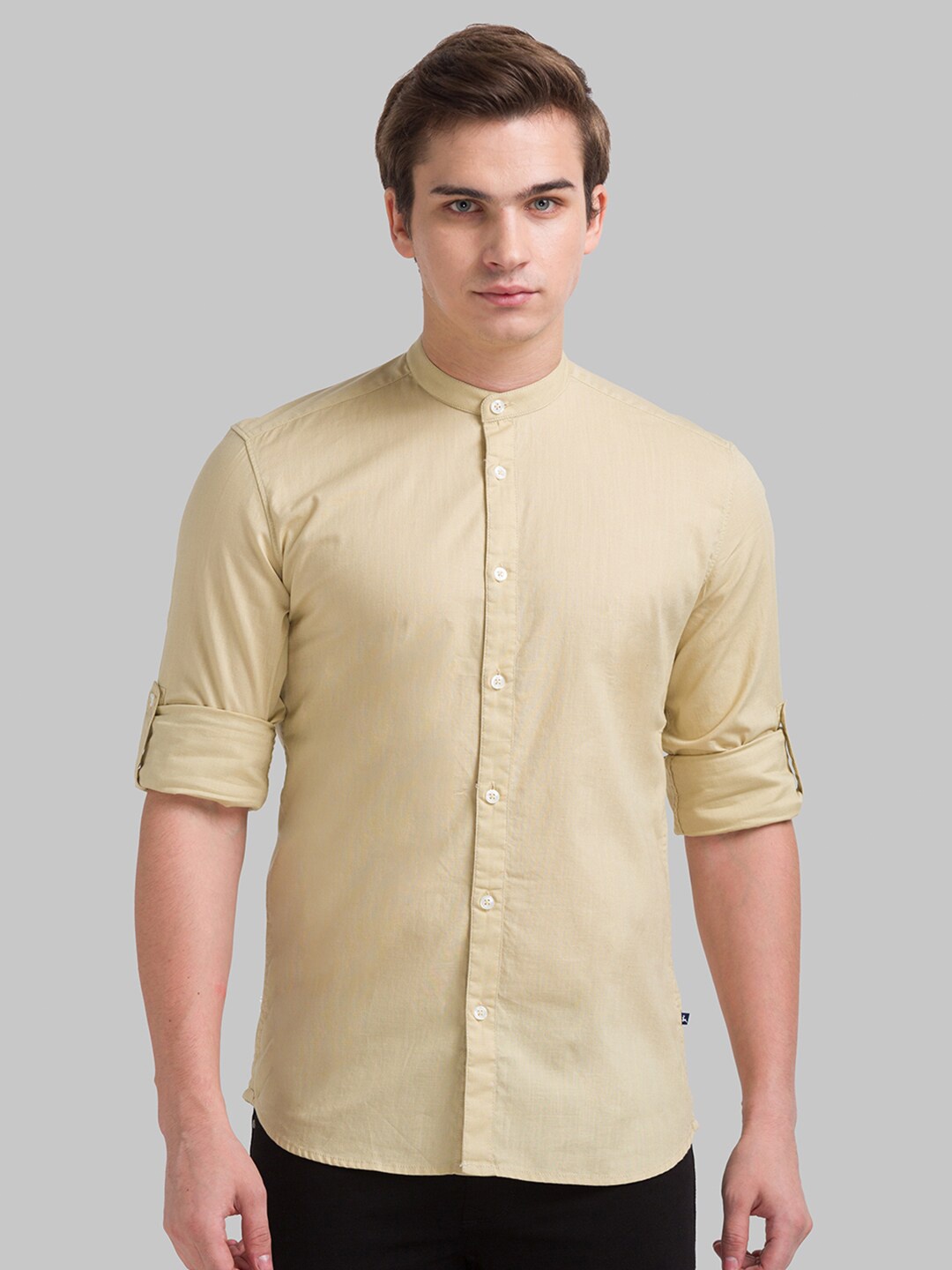 

Parx Men Beige Slim Fit Cotton Casual Shirt
