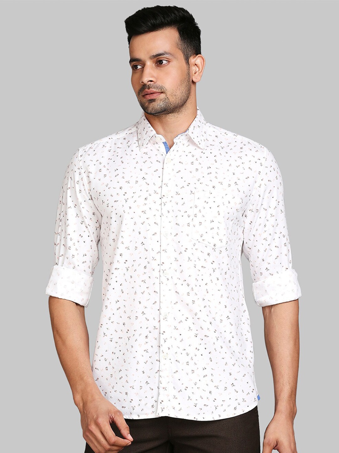 

Parx Men White Slim Fit Printed Cotton Casual Shirt